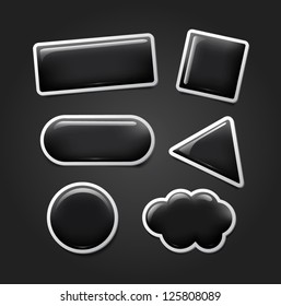A set of glossy black and white plastic rounded web buttons and badges - vector