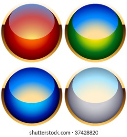 Juego de botones en blanco brillante en cuatro colores