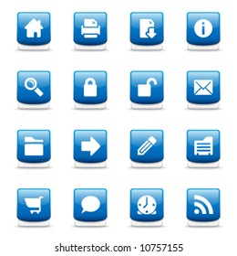 Set of glossy blue web and internet icons