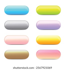 Set of glossy bright color web buttons  vector illustration