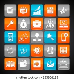Set of glossy business and money web icons.