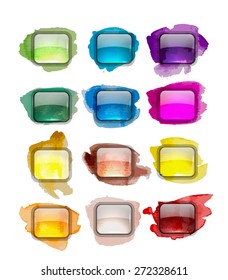 Set of glossy button icons for your design. Vector illustration