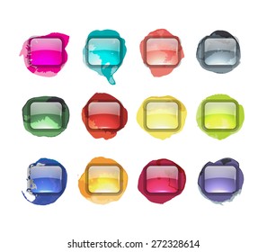 Set of glossy button icons for your design. Vector illustration