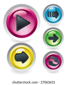 Set of glossy buttons with arrows