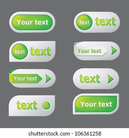 Set of glossy buttons with arrows on gray background