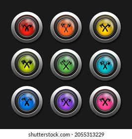 Juego de botones de brillo con colección de ax