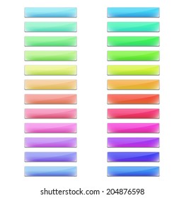 Set of glossy buttons in different colors and brightness levels