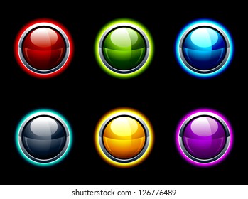 Set of glossy buttons. High tech style. Layered. Vector illustration.
