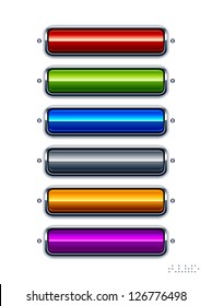 Set of glossy buttons. High tech style. Layered. Vector illustration.