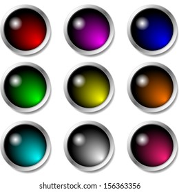 Set of glossy buttons for icons. Isolated on white