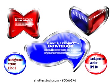 Set of glossy buttons of loading, the image, the text with a vector and a shade. A background for magazines and posters.EPS 10