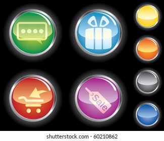 Set of glossy buttons on black