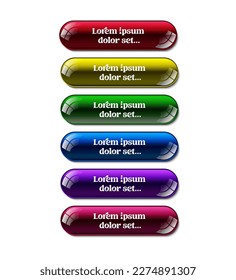 Set of glossy buttons shiny element colorful