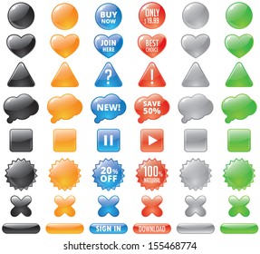 Set Of Glossy Buttons For Web, App Or Icons