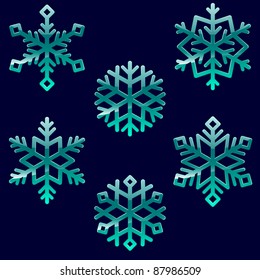 Set of glossy christmas snowflakes