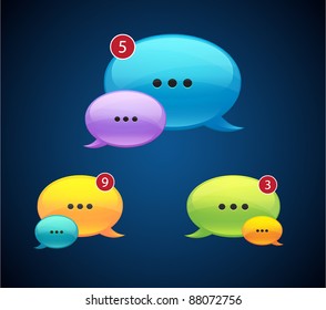 Set of glossy clolorful dialog speech bubbles