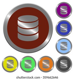 Set of glossy coin-like color database buttons.