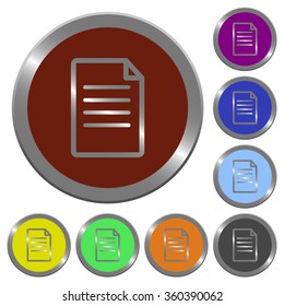Set of glossy coin-like color document buttons.