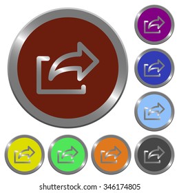 Set of glossy coin-like color export buttons. Arranged layer structure.