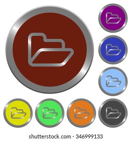 Set of glossy coin-like color folder buttons. Arranged layer structure.