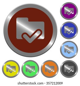 Set of glossy coin-like color folder ok buttons.