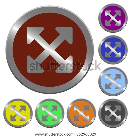 Set of glossy coin-like color resize full alt buttons.