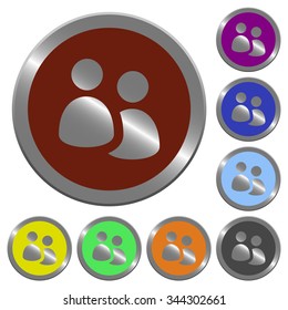 Set of glossy coin-like color user group buttons. Arranged layer structure.