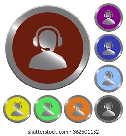 Set of glossy coin-like operator buttons.