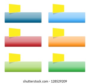 Set of glossy color blank buttons.