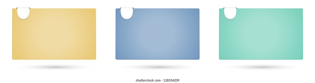 Set of glossy color templates and buttons with tags.