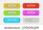 Set of glossy colorful web buttons. Modern UI design elements for web or app. Vector illustration.