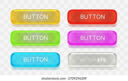 Set of glossy colorful web buttons. Modern UI design elements for web or app. Vector illustration.
