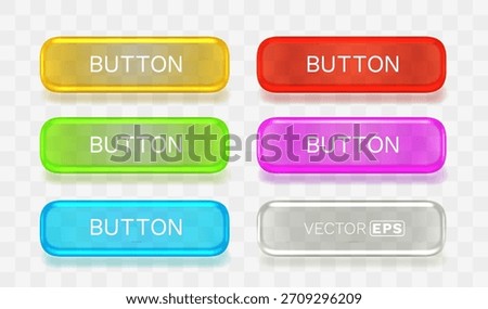 Set of glossy colorful web buttons. Modern UI design elements for web or app. Vector illustration.