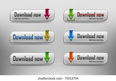 Set of glossy download button