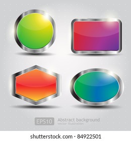 Set Glossy Download Button, icon,speech with shadow and reflections vector