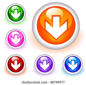 Set glossy download buttons. Vector