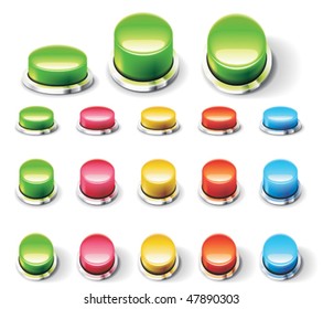 Set of glossy empty buttons. Different colors and angles of view