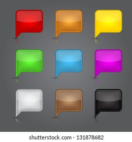 Set glossy empty speech bubble web button. Vector illustration