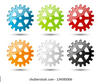 Set of glossy gear icons