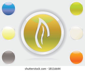 set of glossy glass and chrome web buttons with icons and design elements