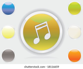 set of glossy glass and chrome web buttons with icons and design elements