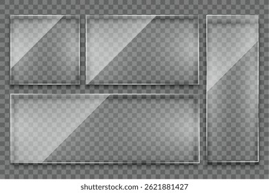 set of glossy glass frame background with shiny effect vector