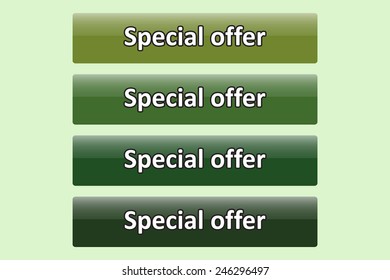 Set of glossy green buttons for web site. button for a site. Special offer. Vector illustration
