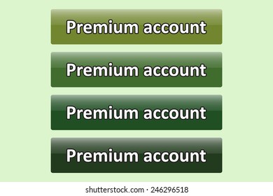 Set of glossy green buttons for web site. button for a site. Premium account. Vector illustration, EPS 10