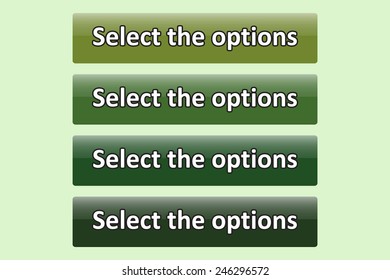 Set of glossy green buttons for web site. button for a site. Select the options. Vector illustration, EPS 10