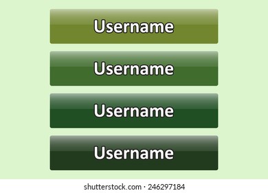 Set of glossy green buttons for web site. button for a site. Username. Vector illustration, EPS 10