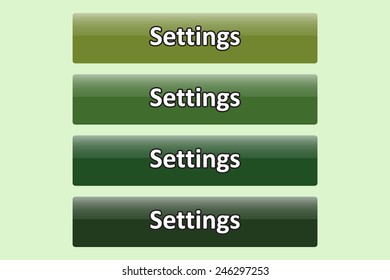 Set of glossy green buttons for web site. button for a site. Settings. Vector illustration, EPS 10