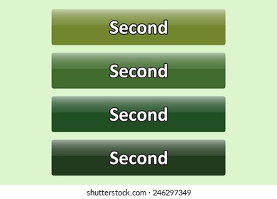 Set of glossy green buttons for web site. button for a site. Second. Vector illustration, EPS 10