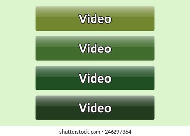 Set of glossy green buttons for web site. button for a site. Video. Vector illustration, EPS 10