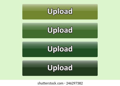 Set of glossy green buttons for web site. button for a site. Upload. Vector illustration, EPS 10